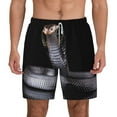 thumbnail image 2 of Picia Black Cobra Snake pattern Mens Swim Trunks with Compression Liner Stretch Beach Shorts Quick Dry with Zipper Pockets No-Chafing Board Shorts-Medium, 2 of 9