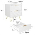 thumbnail image 3 of 20" Tall Wooden Nightstand, Luxury Carving Board 2-Drawer Night Stand with Metal Legs, Bed Side Table for Bedroom, Living Room, Lounge, 3 of 8