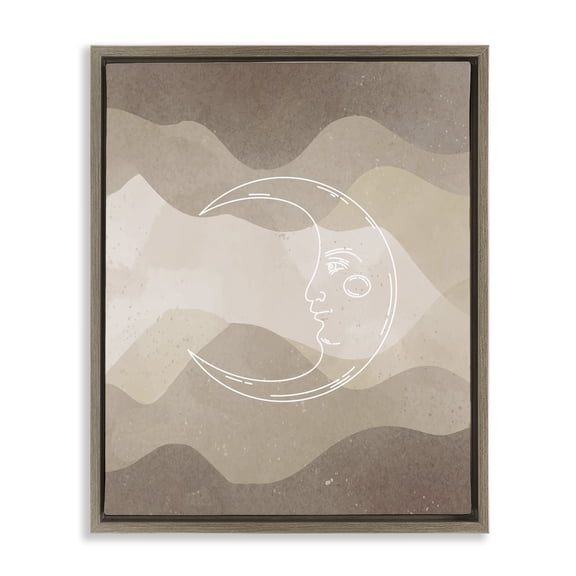 Stupell Industries Eclectic Boho Celestial Moon Brown Floating Frame Canvas Art, 25 x 31, by Lil' Rue