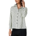 thumbnail image 4 of Women's Striped Button Down Shirts Casual Long Sleeve Blouse Elegant Office Work Shirt S White Black, 4 of 6
