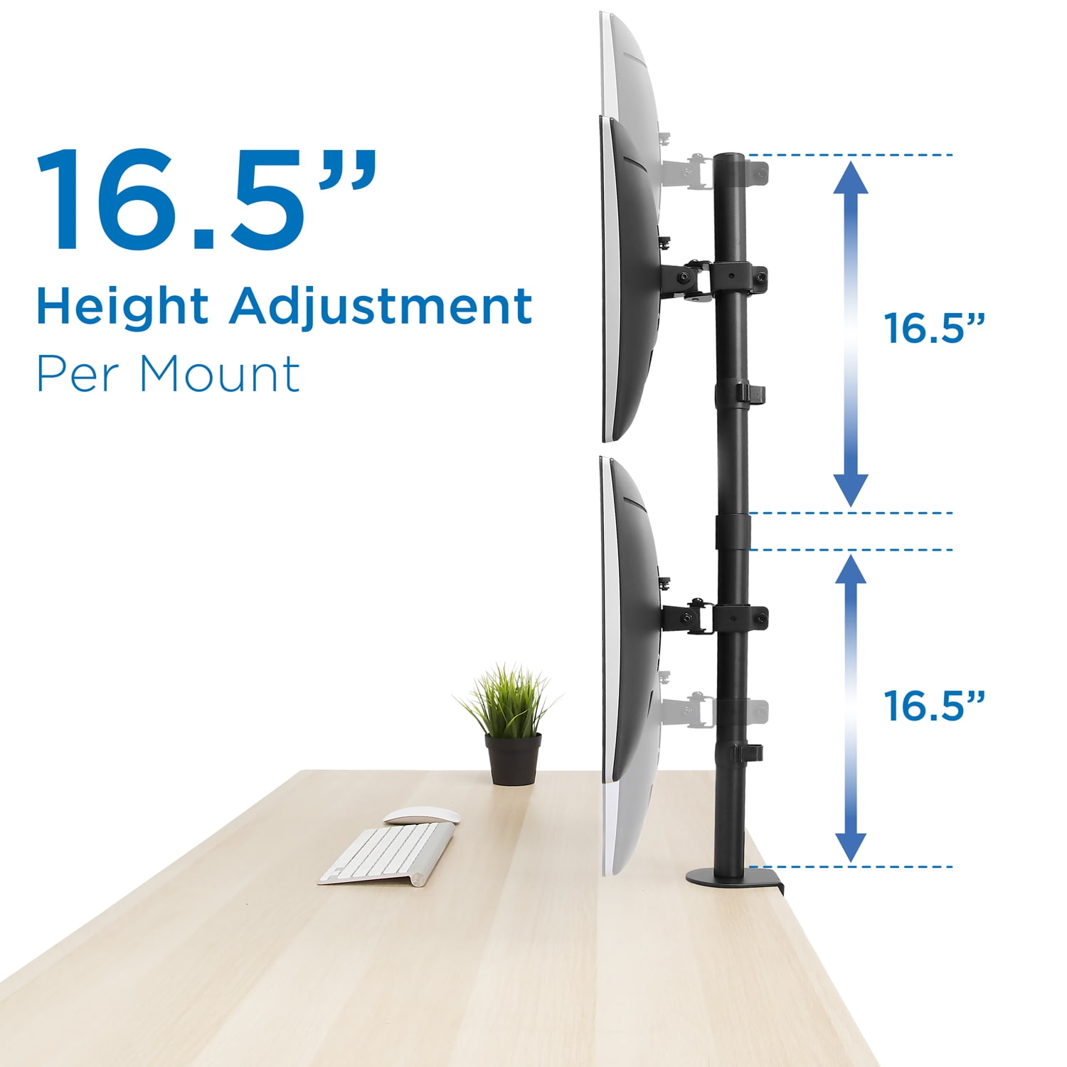Mount-lt! Verical Dual Monitor Desk Mount | Fits 13"-32" Screens