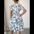 thumbnail image 4 of Vestidos de Verano para Mujer, con Estampado Floral, Escote en V y Volantes, Estilo Informal de , Vestido Fluido y Cruzado para Azul L, 4 of 8