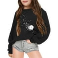 thumbnail image 2 of LIIPEE Girls Sweatshirts Cartoon Dandelion Flower Printed Long Sleeve Round Neck Pullover Tops Trendy Birthday Sweatshirts,Black,3-4 Years, 2 of 3
