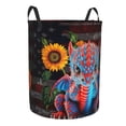 thumbnail image 2 of XMXT Collapsible Laundry Basket, Retro Sunflower Dinosaur Pattern Waterproof Laundry Hamper, 40L Multicolor, 2 of 8