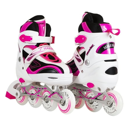 Wheels And Blades - Kids/Teen Adjustable Inline Skates for Girls and Boys with Illuminating Front Wheel