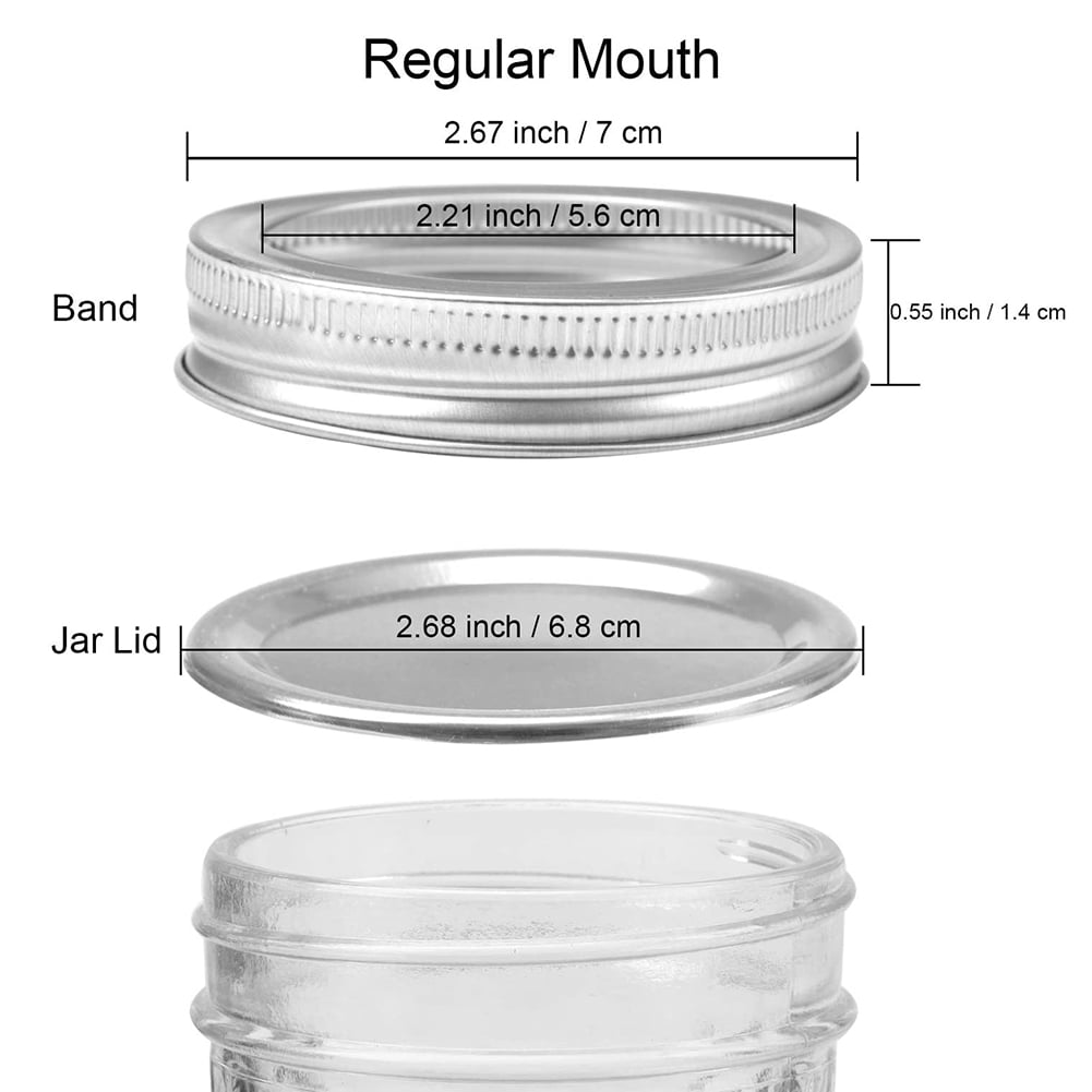Pilvnar Canning Lids,48PCS Canning Lids and Bands for Regular Mouth 70mm Jar Rings Split Type Leak Proof Metal Mason Jar Lids 
