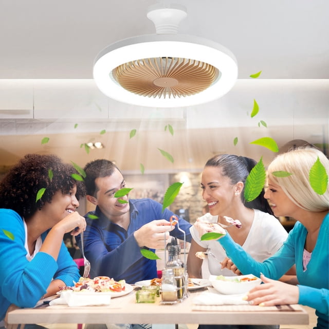 Nilvkv Ceiling Fan with Lights, Enclosed Low Fan Light, Ceiling Light with Fan, Hidden Fan with E27 Lamp
