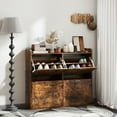 thumbnail image 2 of HOMCOM 4 Flip Drawer Shoe Cabinet, Slim Shoe Storage Cabinet, Rustic Brown, 2 of 10