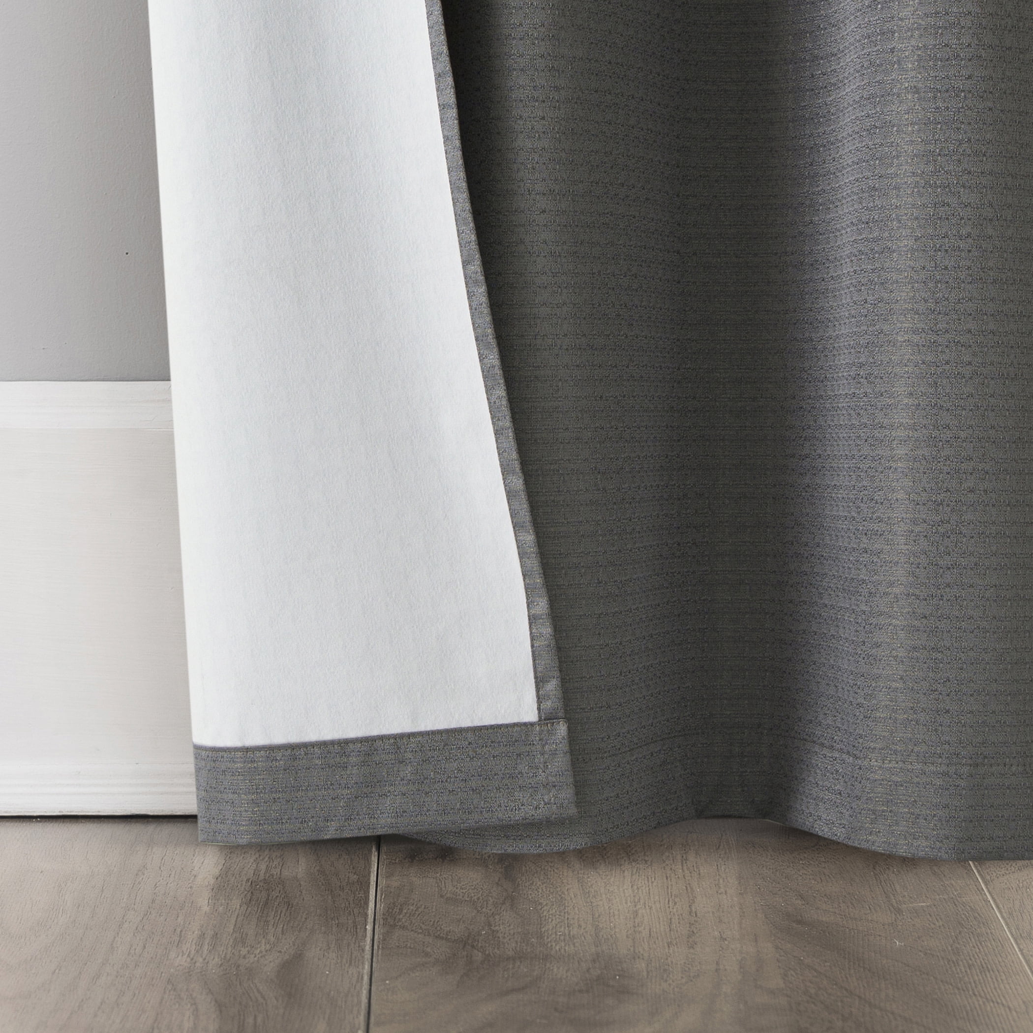 Sun Zero Bryant 2-Piece Textured Thermal Insulated 100% Blackout  Grommet Top Curtain Panel, Gray, 37”W x 95"L