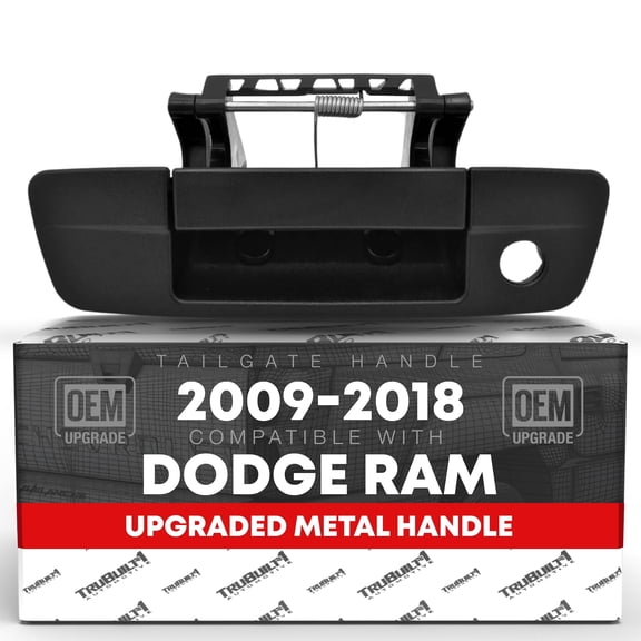 T1A Tailgate Handle Assembly, Upgraded Metal w/Keyhole - Compatible with 2009-2012 Dodge Ram 1500, 10-12 Dodge Ram 2500, 10-12 Dodge Ram 3500 - OEM 68044904ADA, 68044904AB, 55397292AB, 55397292AA