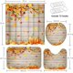 thumbnail image 2 of Juego de cortina de ducha de otoño con tapa de inodoro y alfombras antideslizantes, 4 piezas de cortinas de ducha de calabaza de acuarela para baño, juego de decoración de baño con cosecha de Acción, 2 of 7