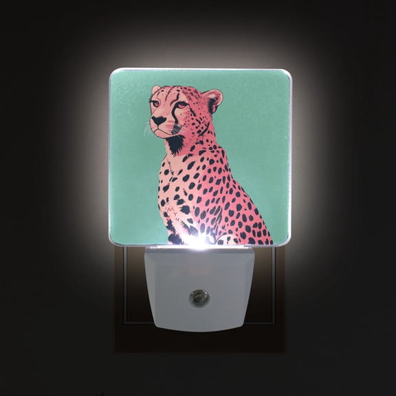 Yayeee LED Night Light for The Home Plug in With Light Sensors 2 Pack, Big Pink Cheetah
