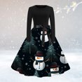 thumbnail image 1 of Robe Formelle Midi Femme Col Rond Manches Longues Patchwork Joyeux Noël Imprimé Grande Robe Manches Longues Robe Formelle en Solde, 1 of 3