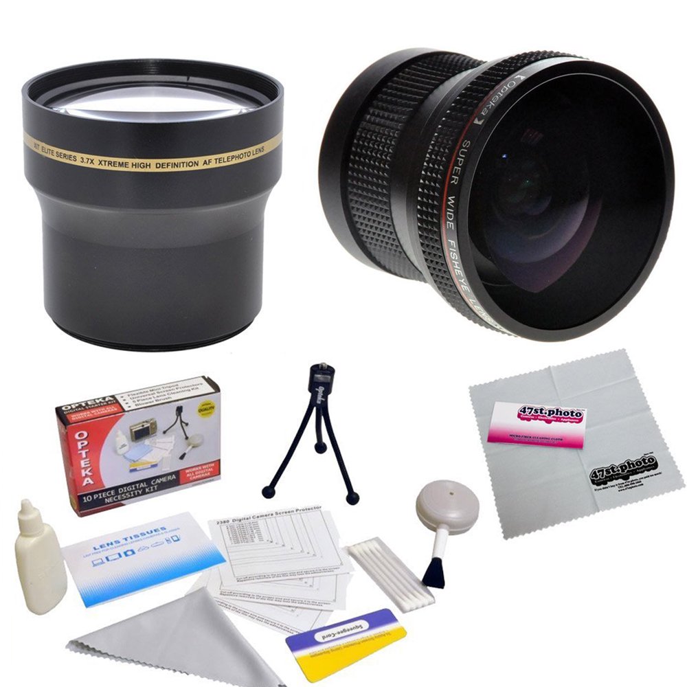 Professional 3.7X Telephoto & 0.20X Fisheye Lens Package For Kodak