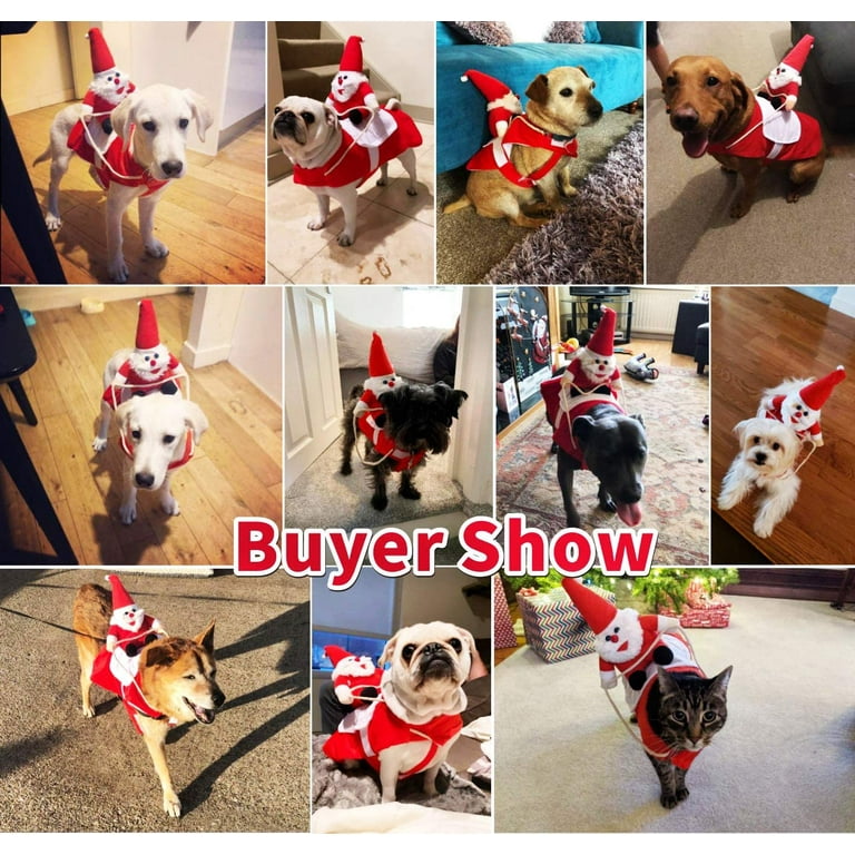 Dog Santa Claus Riding Christmas Costume Funny Pet Cowboy Rider Horse Designed Dogs Cats Clothes Apparel Party Dress up Clothing Christmas Halloween