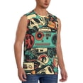 thumbnail image 2 of Bingfone Retro Pop Art Collage Pattern Men's Tank Tops Workout Sleeveless Tee Shirts Running Beach Tanks for Men-Small, 2 of 4