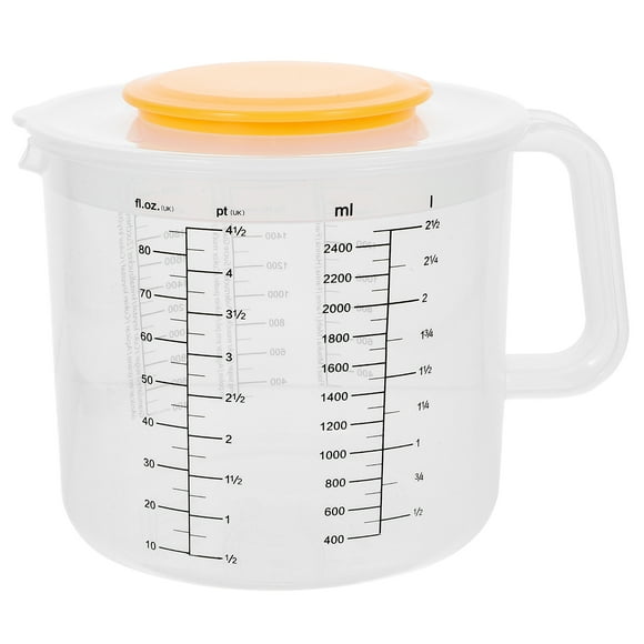 1 Pc 2.5L Baking Measuring Cup Scale Household Mixing Bowl with Lid (White)