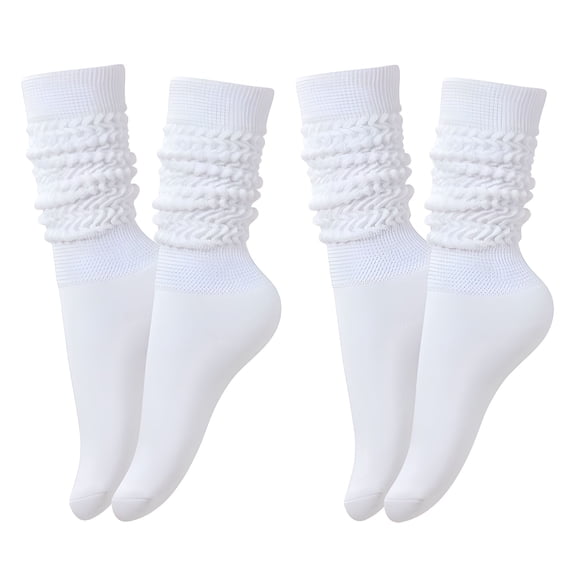 TELOLY Slouch Scrunch Socks for Women,Long High Tube Socks Women White Slouch Socks for Women