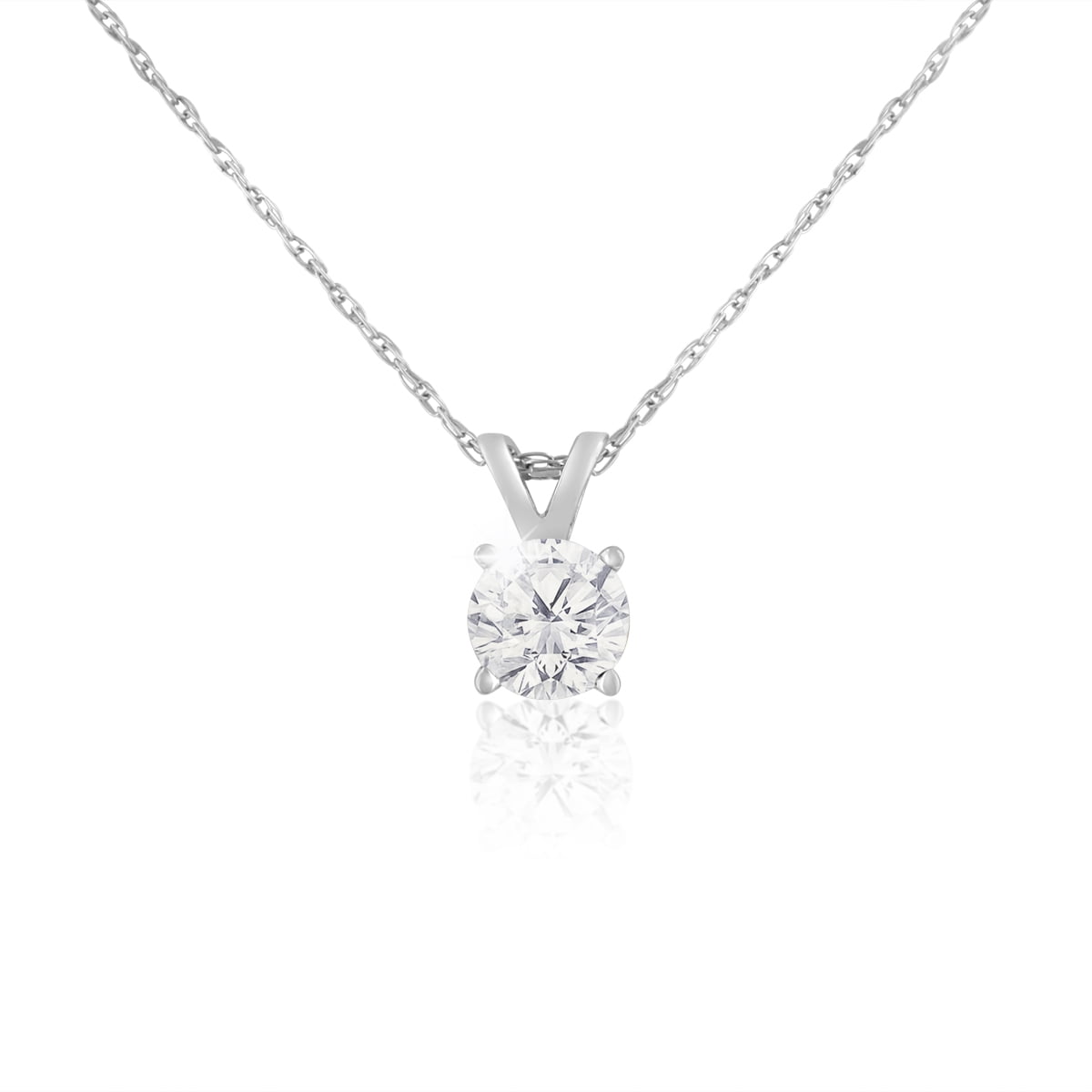 1/2 Carat Diamond Solitaire Necklace In 14 Karat White Gold (J-K Color, I1-I2 Clarity)