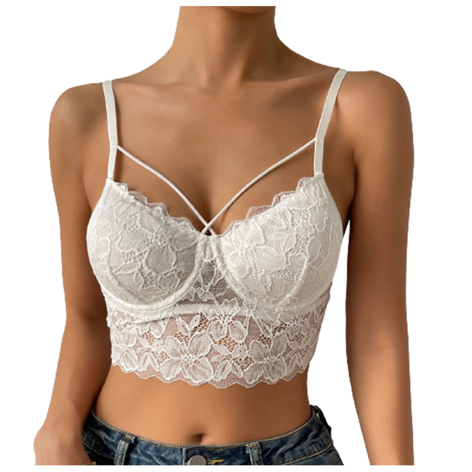 RYRJJ Clearance Lace Corset Crop Top V Neck Elastic Straps for Party Streetwear Going Out Clubwear Corset Tops for Women Bustier(01#White,XS) - Walmart.com
