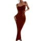 thumbnail image 1 of VISgogo Vestido largo para mujer, tirantes finos con cordones en la espalda, ajustado, ajustado, para fiesta, cóctel VISgogo  moda, 1 of 9