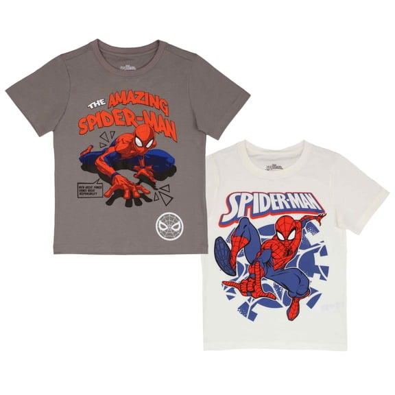 Marvel Spider-Man Graphic Short Sleeve T-Shirt Set, Little & Big Boys, 2-Pack, Sizes 4–12