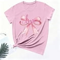 thumbnail image 3 of AUNVITO Women's Valentine's Day T-Shirt Bow Detail Print Round Neck Short Sleeve Casual and Fashionable, 3 of 6