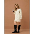 thumbnail image 6 of Womens V Neck Mini Sweater Dress Cable Knit Long Sleeve Casual Loose Fall Tunic Pullover Sweaters White XXL, 6 of 7