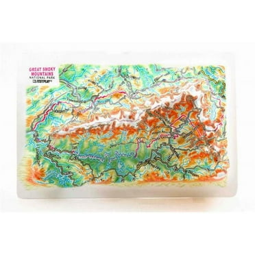 TestPlay  Great Smoky Mountains Raised Relief Map, Framed - Souvenir Size