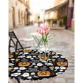thumbnail image 6 of Round Fitted Tablecloths with Elastic Edge Halloween Witch Hat Cat Oil-Proof Waterproof Wipeable Table Cover for Kitchen Dining Party Decor Pumpkin Ghost on Black Table Clothes,36" - 44", 6 of 7