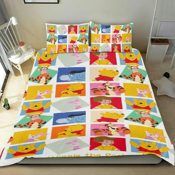 3 Piece Bedding Set For Winnie the Pooh Tigger Comforter Cover Set Cute Duvet Cover Sets Super Soft Teens Bedding Set Kids Bedroom Gifts,ses Twin
