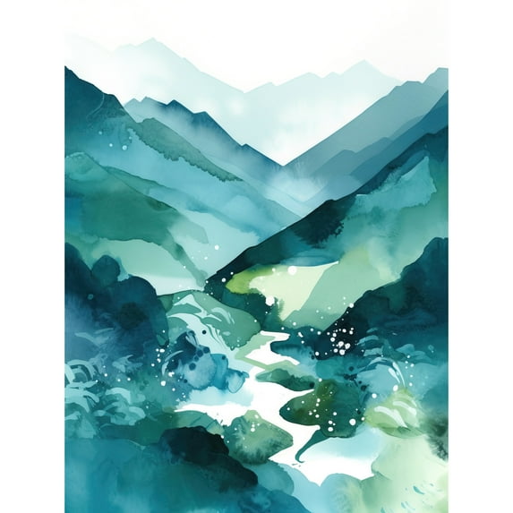 River Trail in the Scottish Highlands Modern Landscape Watercolour Painting Unframed Wall Art Print Poster Home Decor Premium