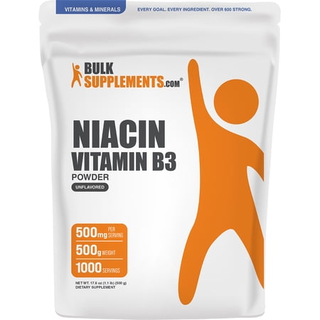 BulkSupplements Niacin Powder - B Vitamin Supplement, Niacin with Flush, 500g (1.1 lbs)