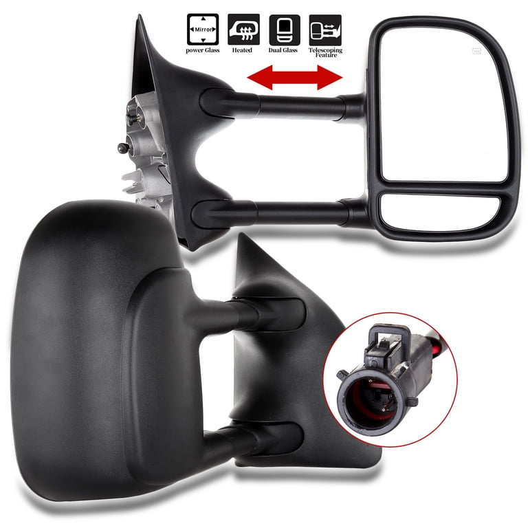 Heated Tow Mirrors For 1999-2007 Ford F250 F350 F450 F550 Super Duty - Power, Turn Signal, Manual Fold