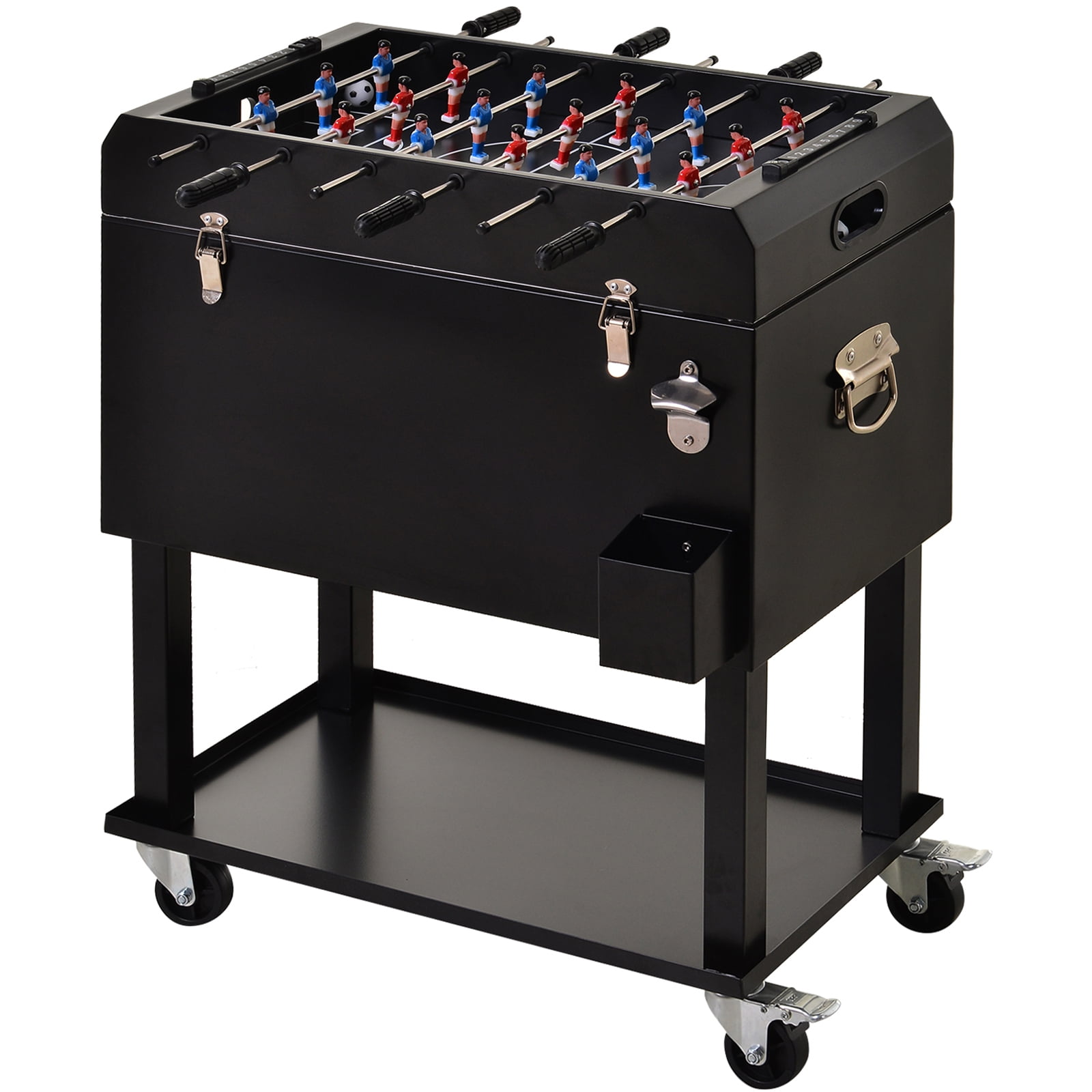 Outsunny 68QT Patio Cooler Ice Chest with Foosball Table Top, Portable