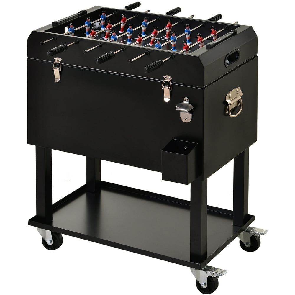Outsunny 68QT Patio Cooler Ice Chest with Foosball Table Top, Portable
