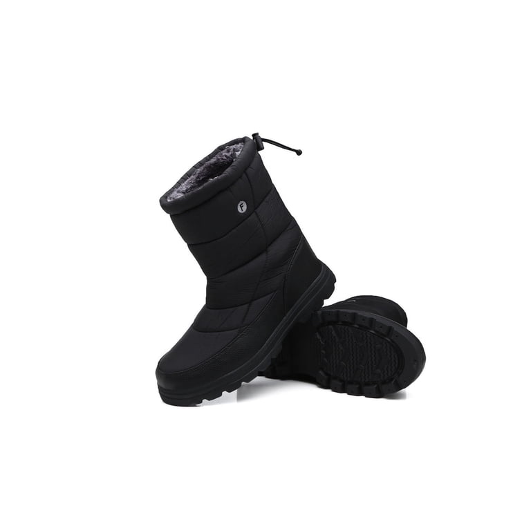 Santimon Men\'s‎ US 8 Black Leather Zipper Winter Fur Lined Mid-Calf Dress Boots Santimon Wool Lining Snow Boots Anti-Skid Waterproof Winter  main image 4
