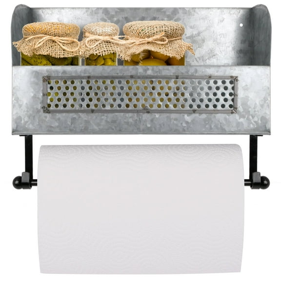 Autumn Alley Wall Mounted Farmhouse Galvanized Paper Towel Holder – Rustic Kitchen Decor