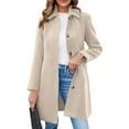 thumbnail image 2 of Antinious Womens Outerwear Solid Breasted Coat Long Sleeve Notch Lapel Warm Winter Outerwear,Warm Trench Coat,Casual Winter Coats for Women,White,XL, 2 of 5