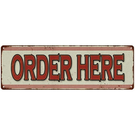 Order Metal - Order Here Vintage Look Reproduction Restaurant Food Metal Sign 6x18 6180922