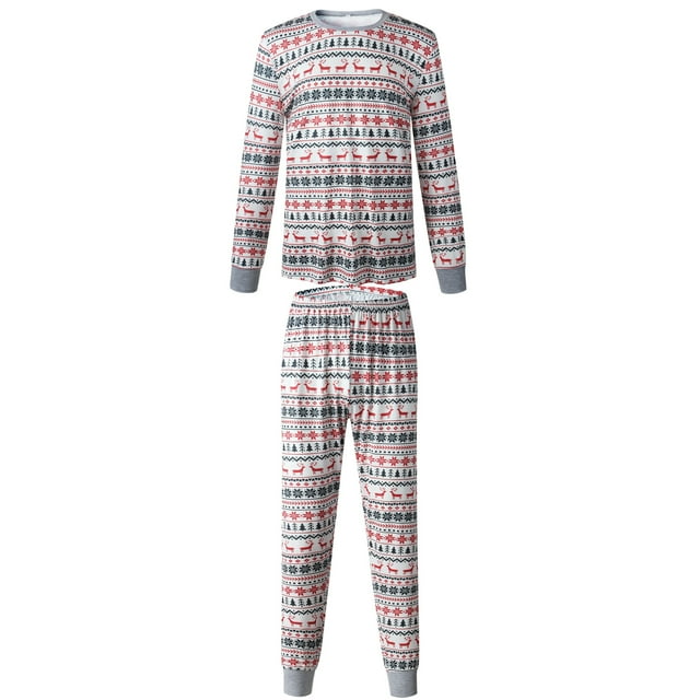Kmbangi Family Matching Christmas Sleepwear Cute Cartoon Elk Print Costume