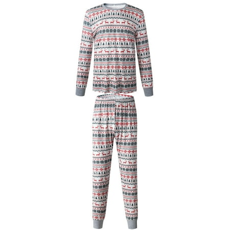 

COUTEXYI Family Pajamas Suits with Elk Tree Nightclothes Printed Long Sleeve Long Pants Sleepwear Sets