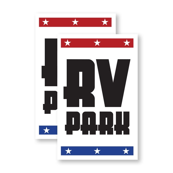 RV Park (2-Pack) 24 Inch x 36 Inch Vinyl Decals | Sign Insert Peel & Stick Decals Stickers Window Signs | Outdoor Adventures, Camping Sites, Clear Messaging | Made in USA