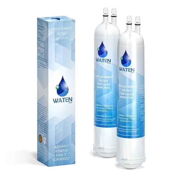 WATEN H2O Refrigerator Water Filter Replacement, Compatible with EDR3/RXD1, 4396841, Filter 3, WHR3RXD1, KAD3RXD1, 4396710, 46-9083, 46-9030, 2 PACK