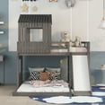 thumbnail image 2 of Bellemave Twin Over Full House Bunk Bed with Slide, Wood L-Shaped Fort Loft Bunk Beds Frame with Ladder, Floor Playhouse Bed, No Need Spring Box (Antique Gray), 2 of 11