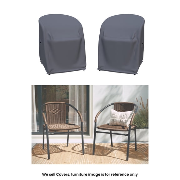 Covers & all Anacely Rattan Restaurant Chair Covers, Set of 2, Water-Repellent UV-Resistant Polyester with Tie-Downs for Outdoor Patio Chairs