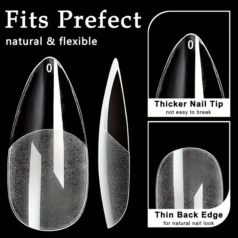600Pcs Almond Nail Tips Half Matte Full Cover Acrylic Nails Tips Medium Gel False Nail Manicure Salon Home DIY Press on Nails