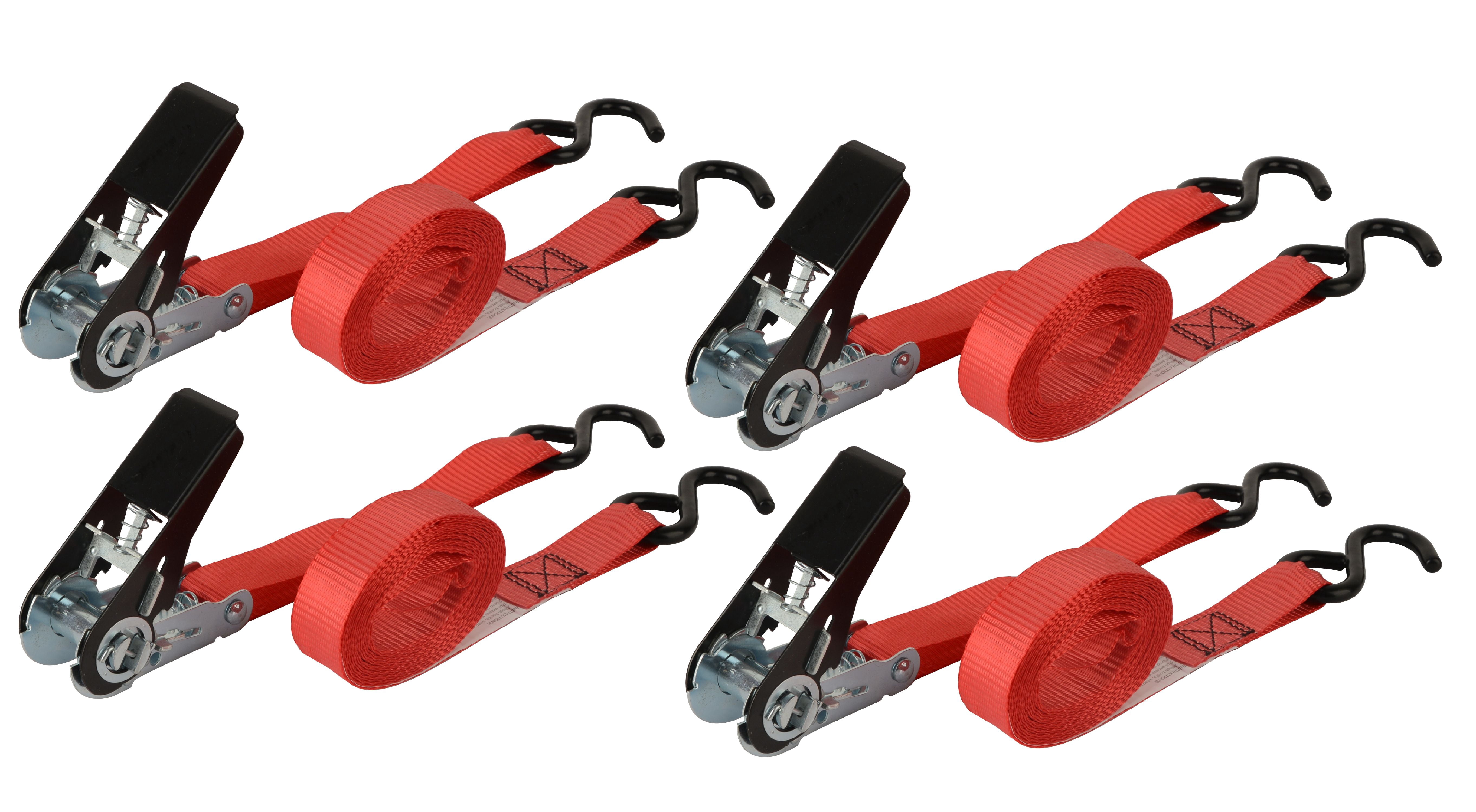 Hyper Tough Standard Duty Ratchet Tie-Downs, 10', 4 Count