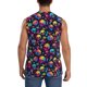 thumbnail image 4 of Fotbe Skull rainbow color mushroom Men's Camiseta sin Mangas Estampada para Hombres, Playera Casual para Gimnasio, Entrenamiento, Playa-Large, 4 of 7