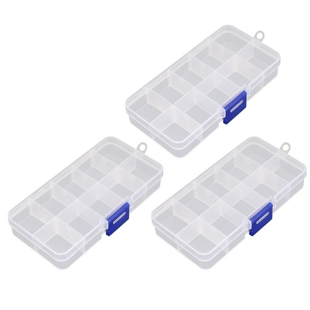 Caja de almacenamiento de plástico transparente de 3 piezas Contenedores de almacenamiento de cuentas Caja de joyería transparente